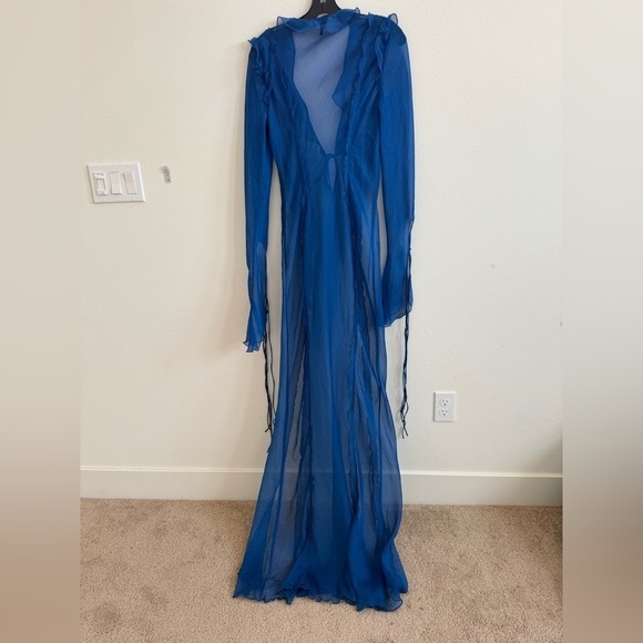 Rat & Boa Cobalt Blue Farretti sheer maxi dress L - Picture 10 of 12